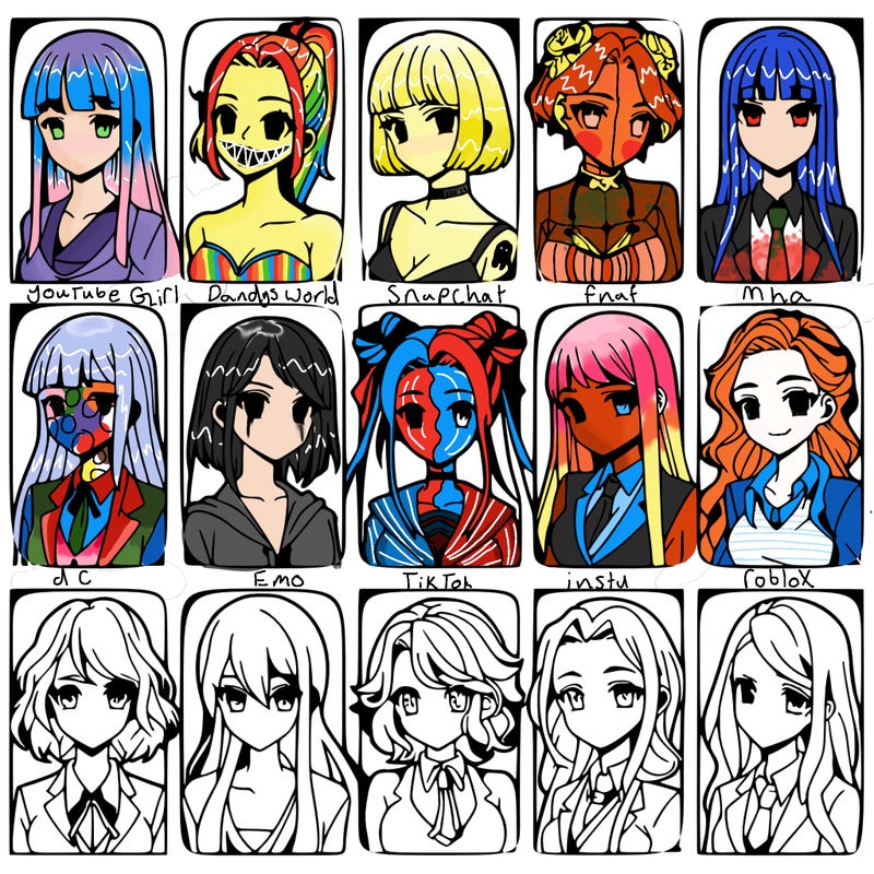 girls that look diffrent anime