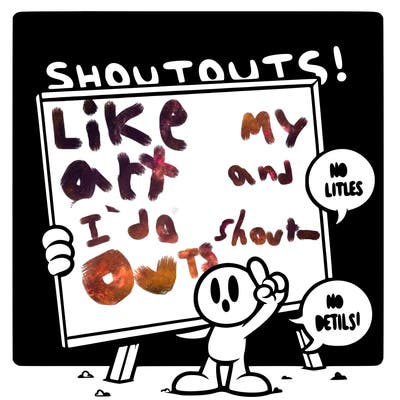 blank canvas that says above it shoutouts