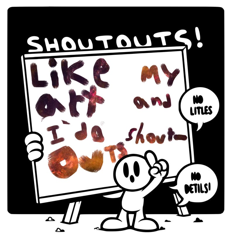 blank canvas that says above it shoutouts