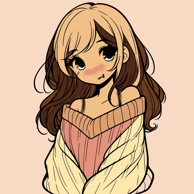 shy pretty girl wearing a sweater that is falling off one shoulder portrait