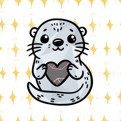otter with a heart