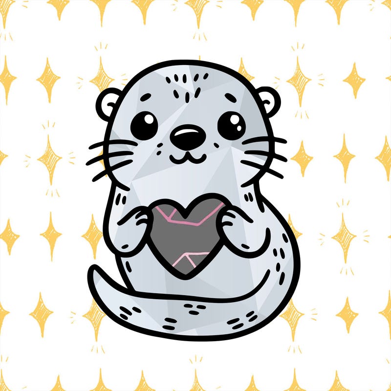 otter with a heart