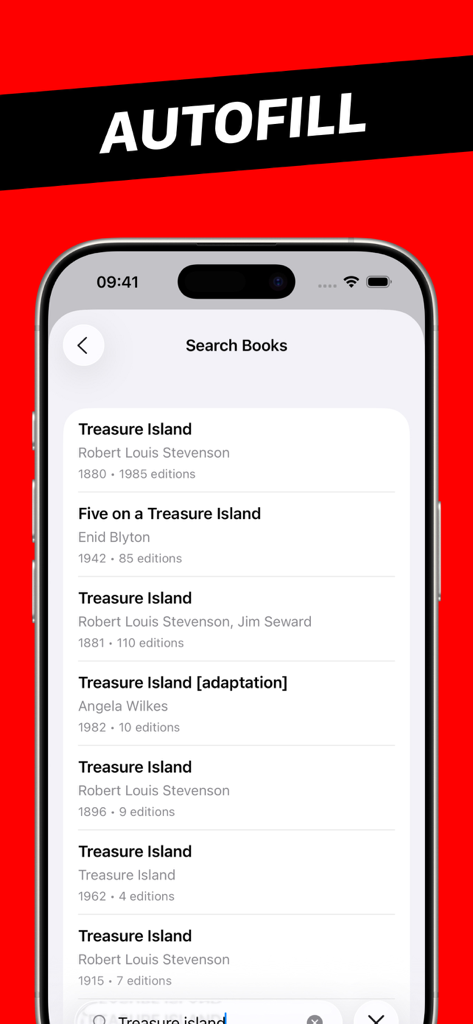 APA Citation Generator - Solon - Una pantalla móvil que muestra la función de búsqueda de libros y la capacidad de autocompletado para generar citas APA.