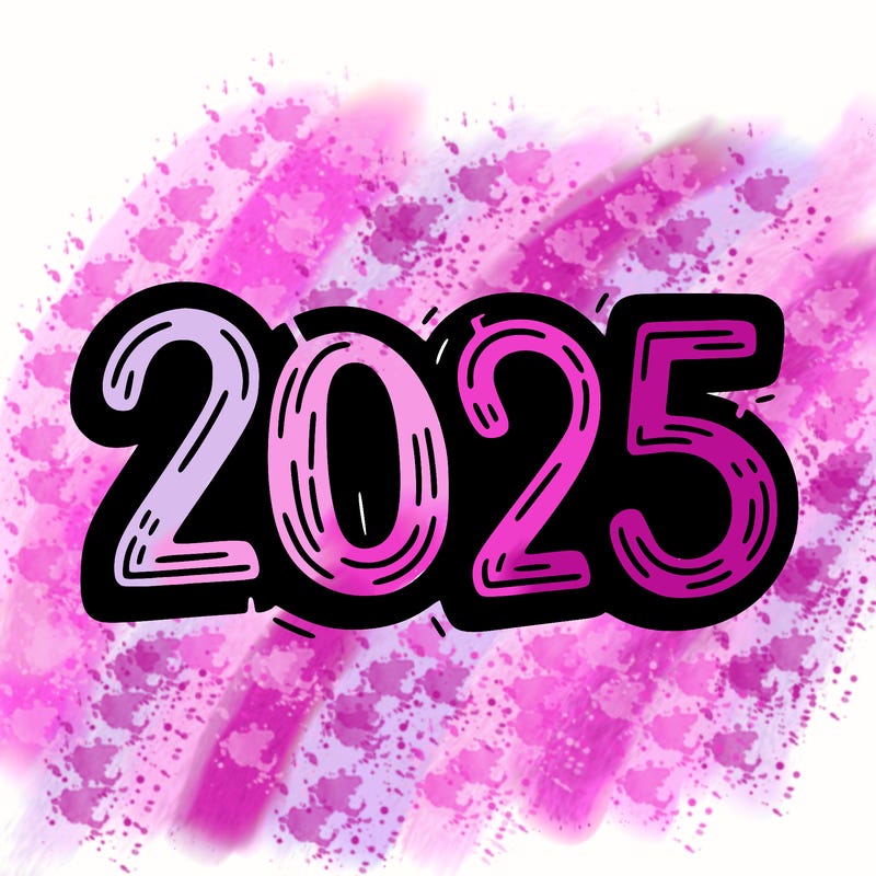 one line scrawled numbers sketch design “2025”