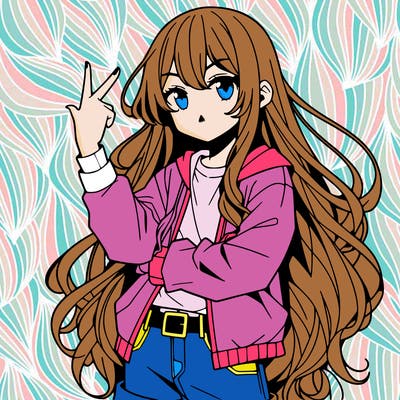 one anime girl with long hair and a cool pose