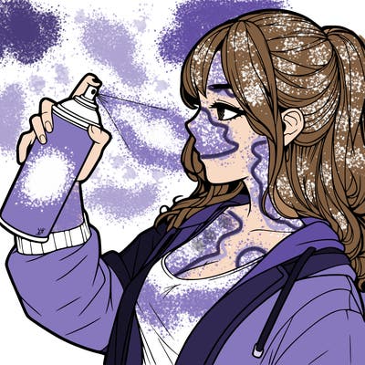 a realistic girl spray, painting