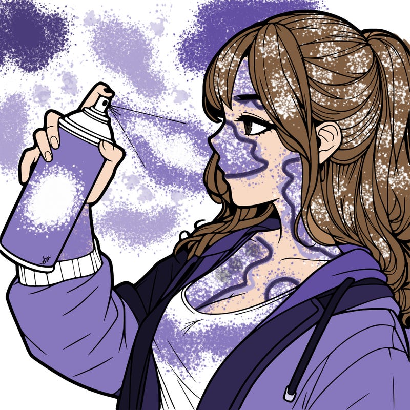 a realistic girl spray, painting