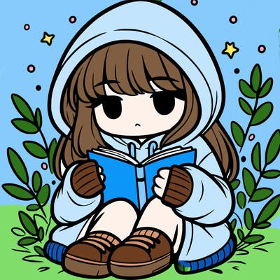 girl in oversized hoodie reading a book