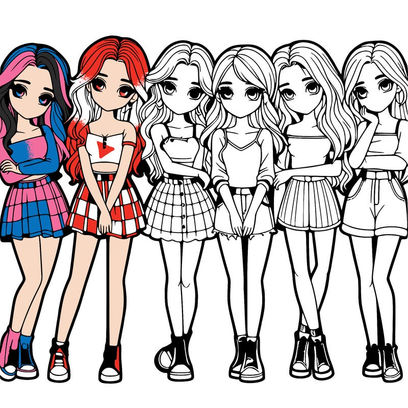 a group of girls realistic