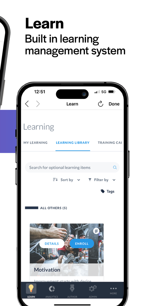 SalesRabbit app interface showing the built-in learning management system and sales training library