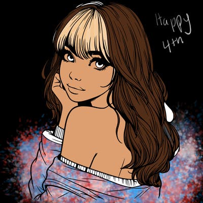 realistic girl with bangs looking over her shoulder