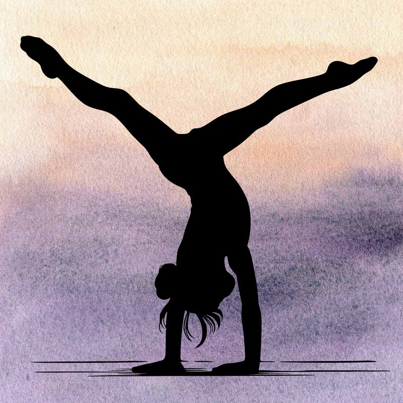 realistic gymnastic hand stand girl in four splits