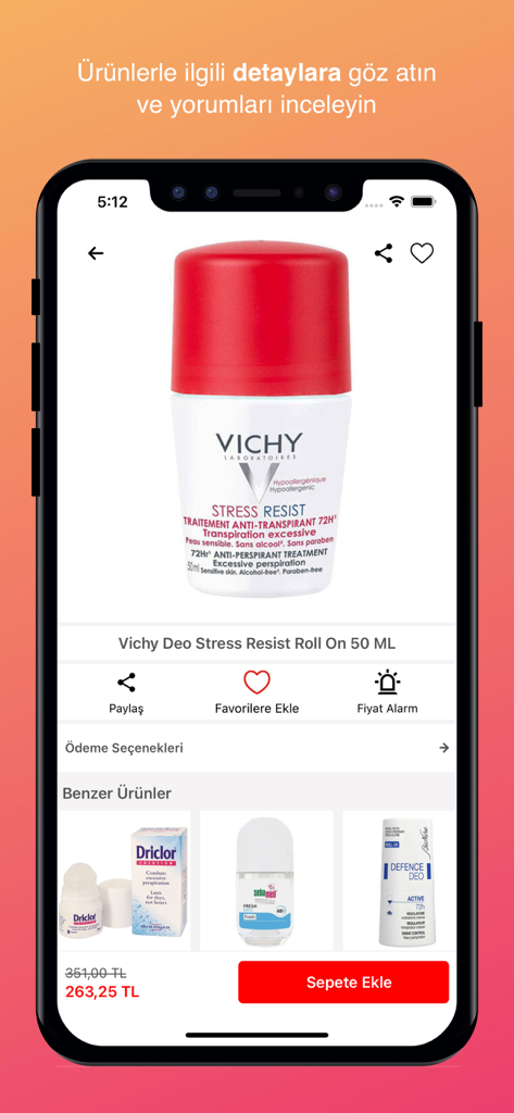 Nar Ecza - Nar Ecza app product details screen for Vichy roll on deodorant