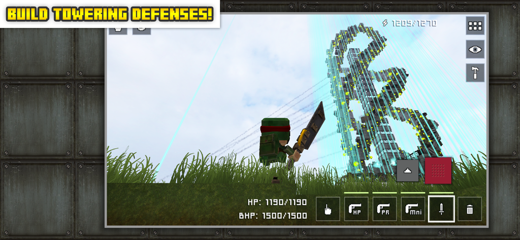 Block Fortress - A character building a massive block tower in the Block Fortress game