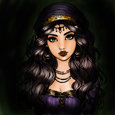 realistic beautiful mysterious gypsy girl