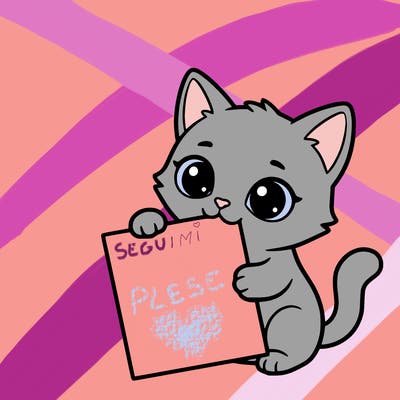 a small cat with a blank sheet of paper in its hand. the cat is sooooooo cute!