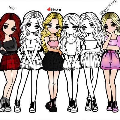 a group of girls realistic