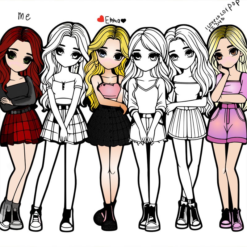 a group of girls realistic