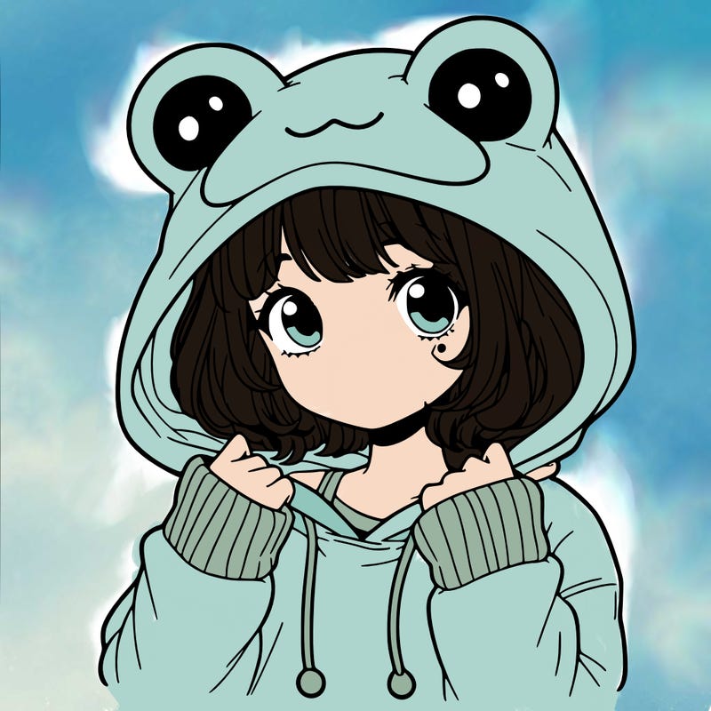 a cute teenage girl wearing a frog hoodie
