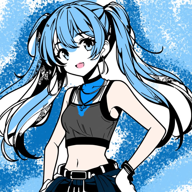 anime girl wearing crop top