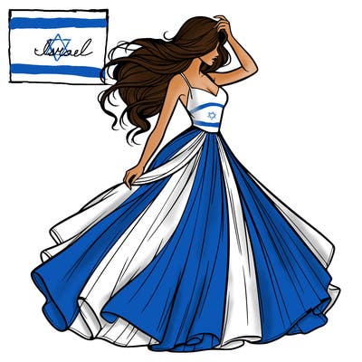 realistic woman with dress flowing in the wind