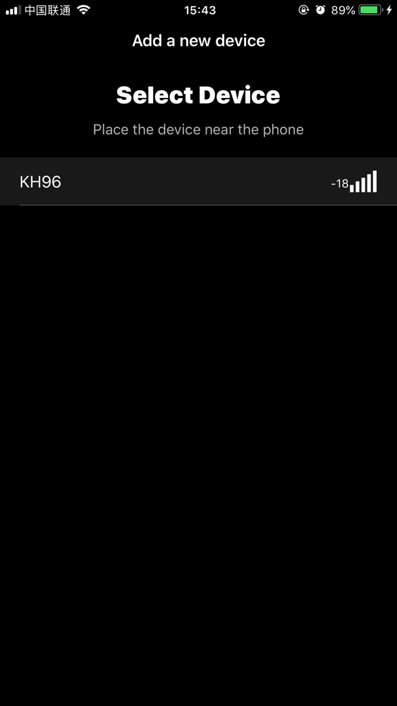 XTEP Glide Update - Select device screen in XTEP Glide Update app showing a detected Bluetooth device named KH96