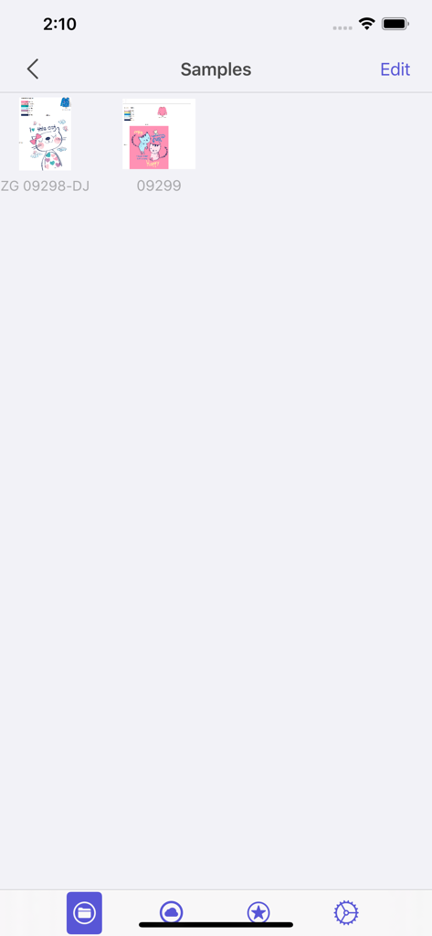 Sample gallery of CorelDRAW files in the VectorView app interface