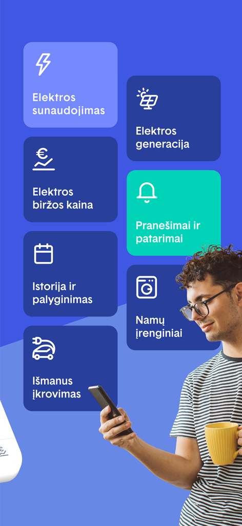 Overview of Ignitis EnergySmart app features including energy monitoring and smart charging