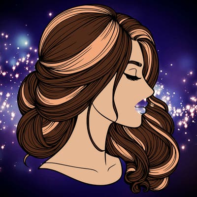 realistic woman's head & hair