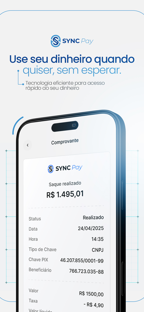 Sync Pay - Sync Pay mobile app screen showing a digital receipt for a successful withdrawal transaction