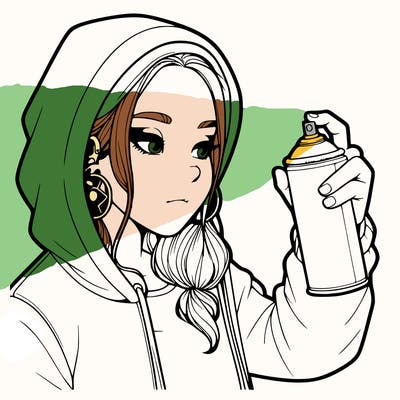 a realistic girl, spray painting
