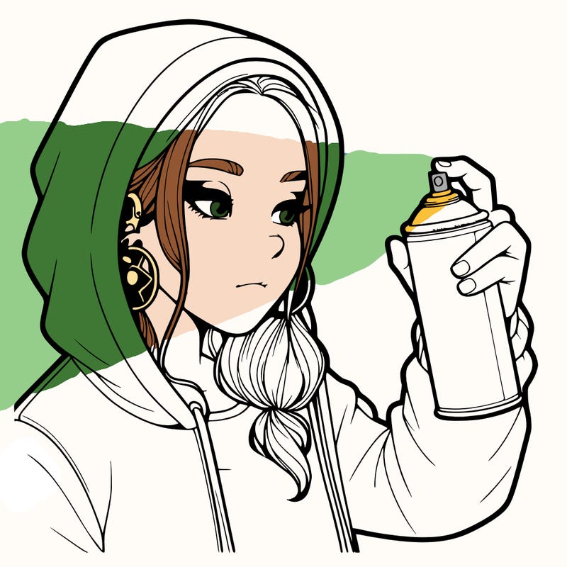 a realistic girl, spray painting