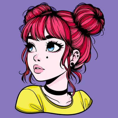 realistic girl with spacebuns