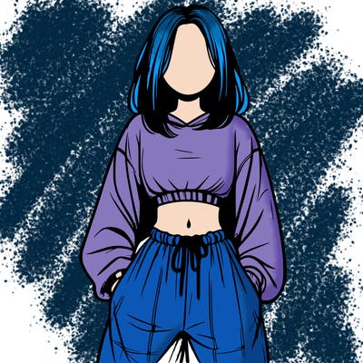 realistic girl faceless with baggy pants and a crop top
