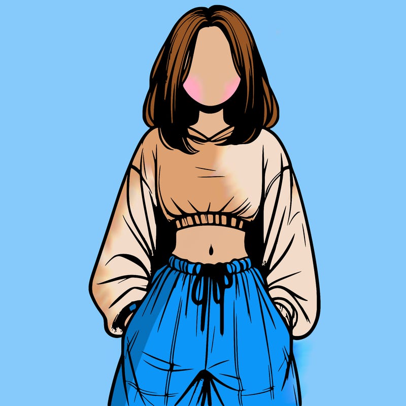 realistic girl faceless with baggy pants and a crop top