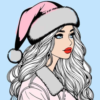 realistic girl in santa hat