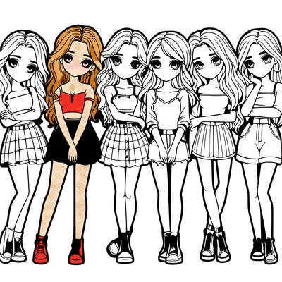 a group of girls realistic