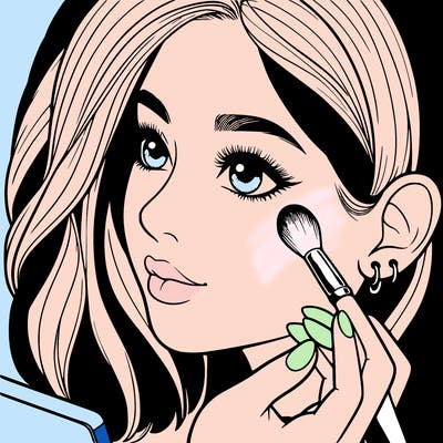 a realistic girl doing her makeup