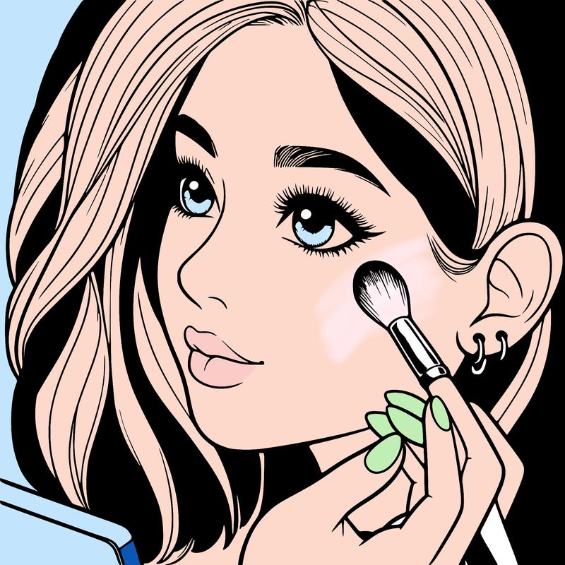 a realistic girl doing her makeup