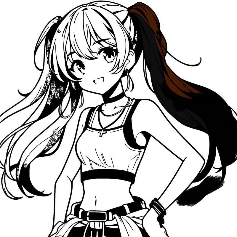 anime girl wearing crop top