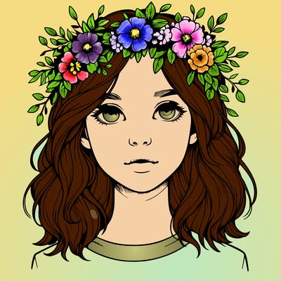 realistic girl with flower crown