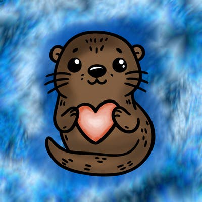 otter with a heart