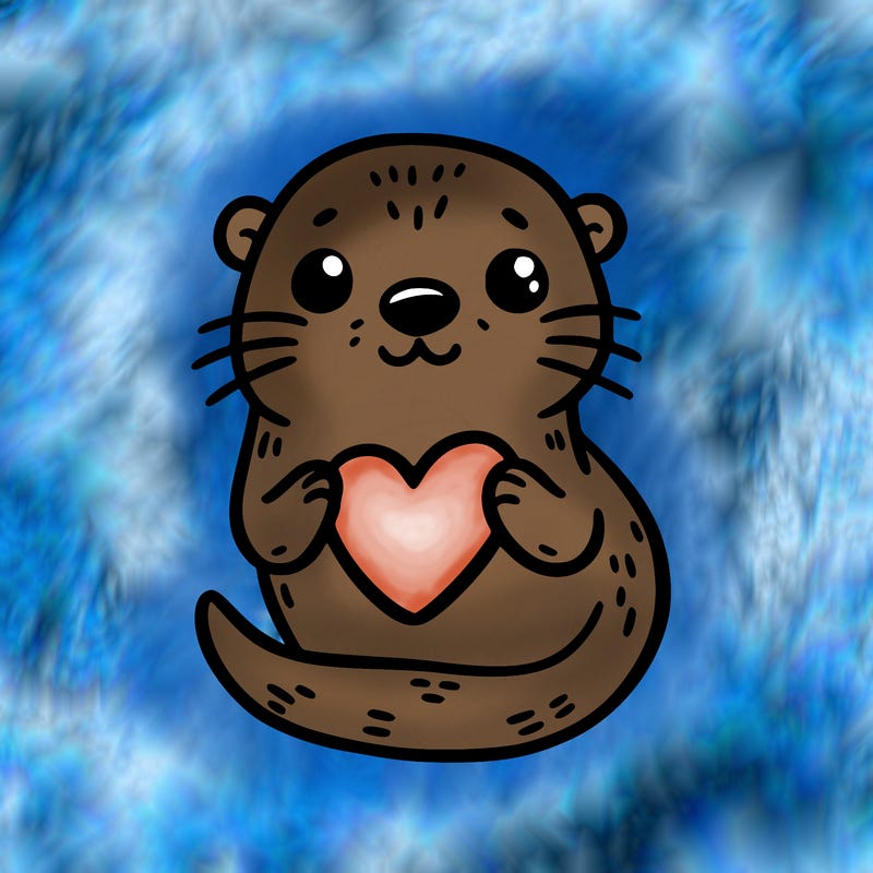 otter with a heart