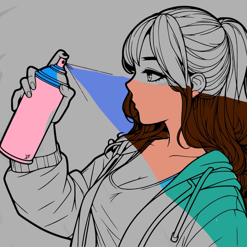 a realistic girl spray, painting