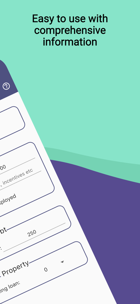 MSR / TDSR @ SG - Screenshot of the MSR / TDSR @ SG mobile app showing a financial data entry form for mortgage calculations.