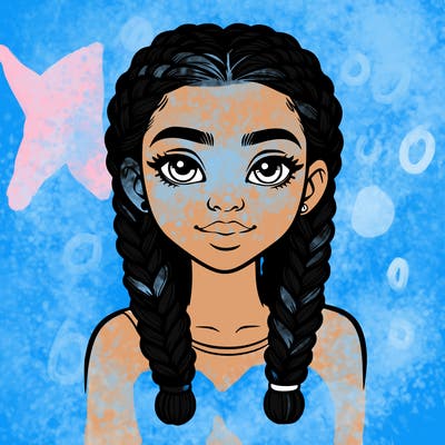 realistic girl with braids