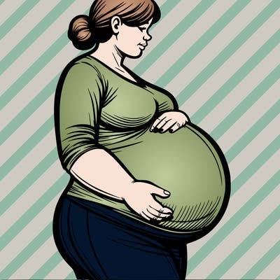 one heavily pregnant woman realistic