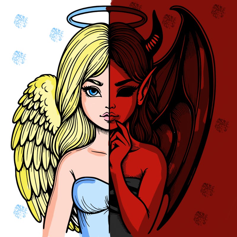 realistic angel half demon