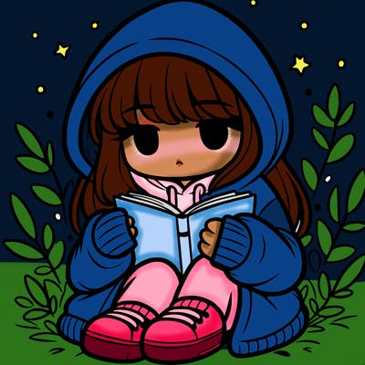girl in oversized hoodie reading a book