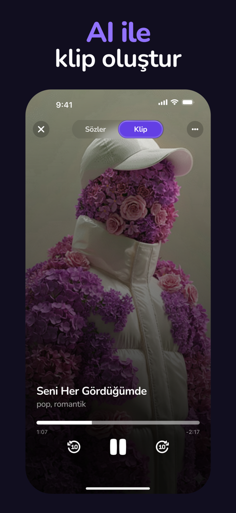 Songify: AI Music Maker - Interface of the Songify app displaying an AI-generated visual story for a song